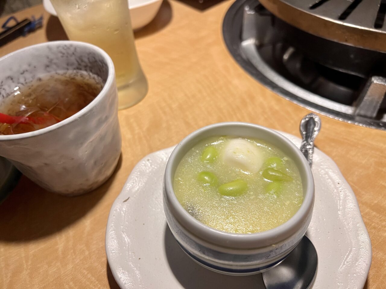 大阪府松原市にある焼肉割烹　藤吉の枝豆茶わん蒸しです。