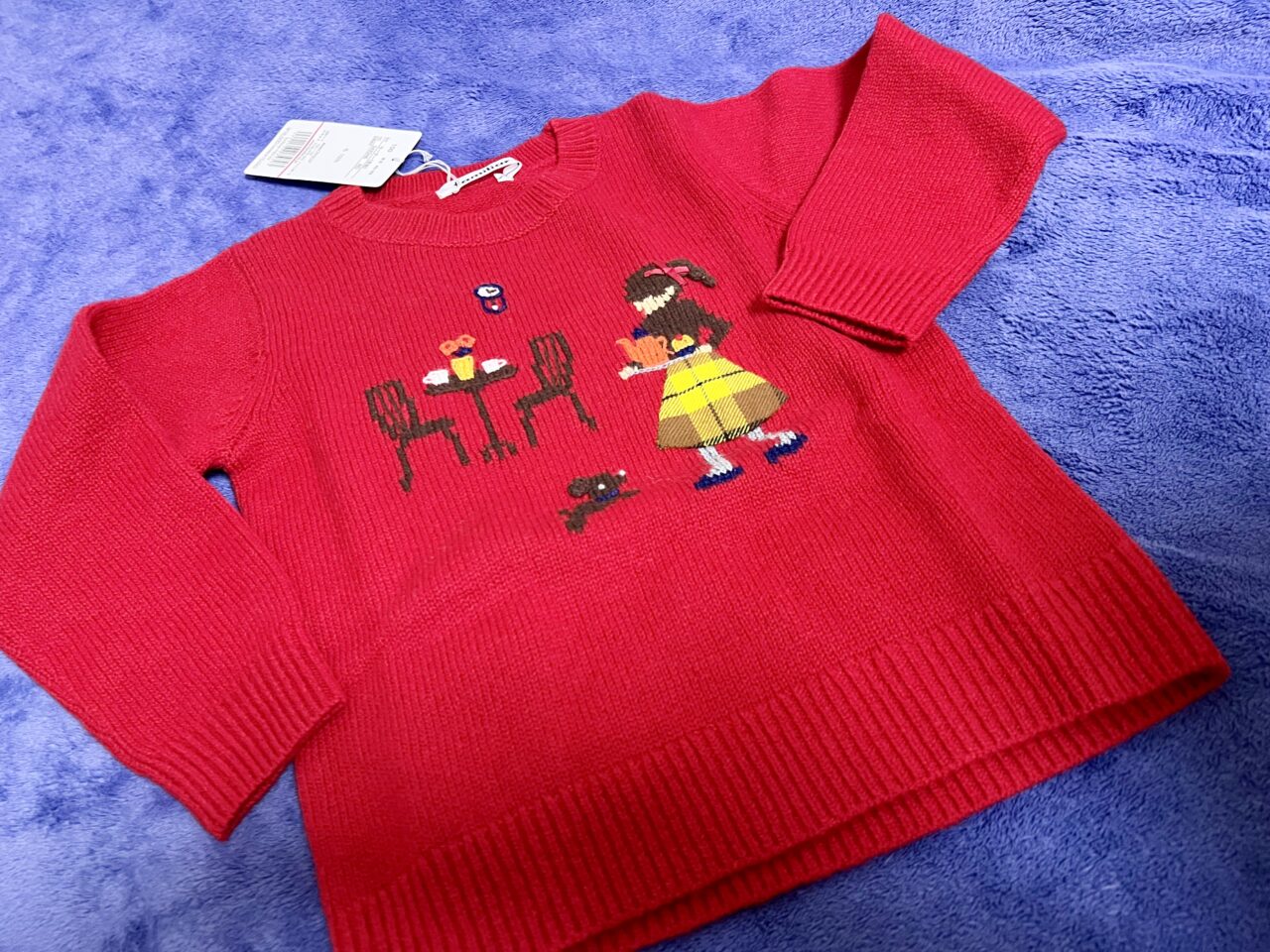 ファミリアオンラインセールで購入した女の子の柄のセーターです。