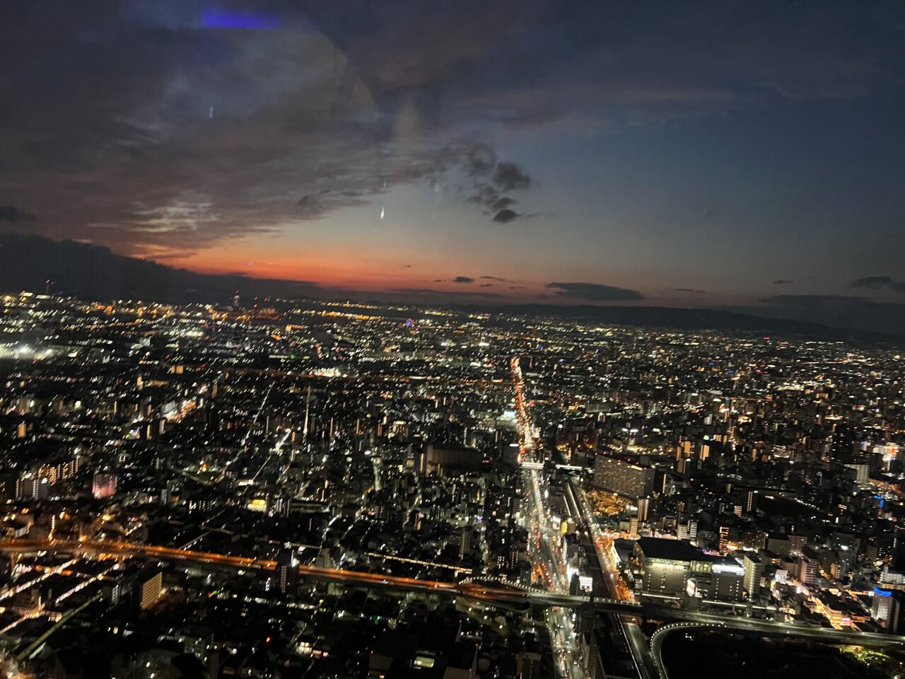 大阪マリオット都ホテルのハルカス展望台からみた景色