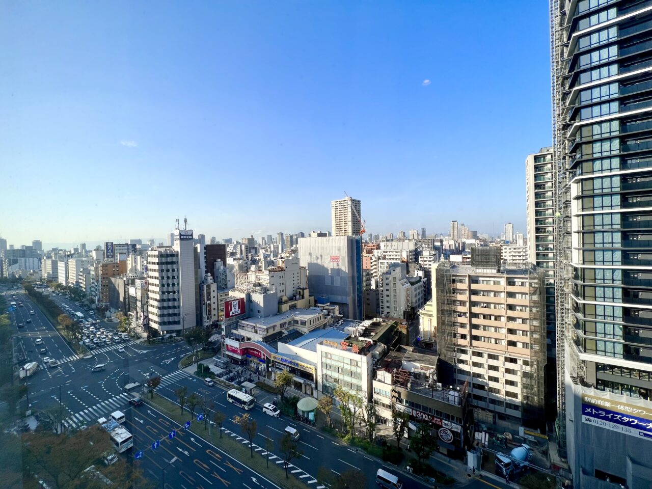 シェラトン都ホテル大阪の客室【プレミアムフロアデラックスツイン12階】からの景色